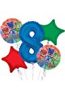 Pjmasks 8 Yaş Balon Set Pijamaskeliler Folyo Balon Set Konsept Doğum Günü Set Yaş Balon