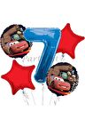 Arabalar Şimşek Mcqueen 7 Yaş Balon Set Cars Folyo Balon Set Konsept Doğum Günü Set Yaş Balon