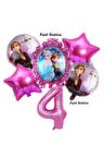 Karlar Ülkesi Frozen Elsa 4 Yaş Doğum Günü Konsept Balon Set Frozen Elsa Pembe Renk Doğum Günü Seti