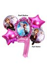 Karlar Ülkesi Frozen Elsa 7 Yaş Doğum Günü Konsept Balon Set Frozen Elsa Pembe Renk Doğum Günü Seti