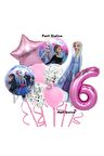 Karlar Ülkesi Frozen Elsa 6 Yaş Pembe Renk Doğum Günü Konsept Balon Set Frozen Elsa Doğum Günü Seti