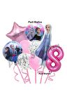 Karlar Ülkesi Frozen Elsa 8 Yaş Pembe Renk Doğum Günü Konsept Balon Set Frozen Elsa Doğum Günü Seti