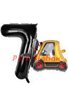 İnşaat Forklift Kamyonu Balon 4 Yaş Doğum Günü Balon Set İş Makineleri Konsept Ve Siyah Rakam Balon