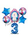 Frozen Balon 3 Yaş Doğum Günü Set Frozen Elsa Karlar Ülkesi Konsept Balon ve Rakam Balon