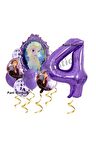 Frozen Balon 1 Yaş Doğum Günü Set Frozen Elsa Karlar Ülkesi Konsept Balon ve Mor Rakam Balon