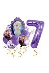 Frozen Balon 1 Yaş Doğum Günü Set Frozen Elsa Karlar Ülkesi Konsept Balon ve Mor Rakam Balon