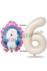 Frozen Balon 6 Yaş Doğum Günü Set Karlar Ülkesi Konsept Balon ve Krem Rakam Balon Doğum Günü Set