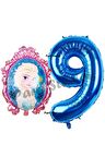 Frozen Balon 9 Yaş Doğum Günü Set Karlar Ülkesi Konsept Balon ve Lacivert Rakam Balon Doğum Günü Set
