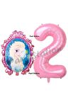 Frozen Balon 2 Yaş Doğum Günü Set Karlar Ülkesi Konsept Balon ve Pembe Rakam Balon Doğum Günü Set