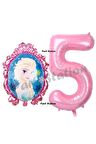 Frozen Balon 5 Yaş Doğum Günü Set Karlar Ülkesi Konsept Balon ve Pembe Rakam Balon Doğum Günü Set