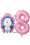 Frozen Balon 8 Yaş Doğum Günü Set Karlar Ülkesi Konsept Balon ve Pembe Rakam Balon Doğum Günü Set