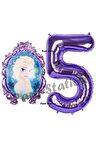 Frozen Balon 5 Yaş Doğum Günü Set Frozen Elsa Konsept Balon ve Mor Rakam Balon Doğum Günü Set