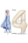 Elsa Frozen Balon 4 Yaş Doğum Günü Set Frozen Karlar Ülkesi Konsept Balon ve Krem Rakam Balon