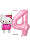 Hello Kitty 9 Yaş Balon ve Pembe Rakam Balon Doğum Günü Parti Set Hello Kitty Kedi Balon