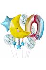 Ay Dede 0 Yaş Balon Set Yıldız Balon Folyo Set Ay Dede Konsept Doğum Günü Set Yaş Balon Set