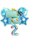 Sevimli Dinozor Konsept 1 Yaş Balon Set Jurassic Dinozor Tema Doğum Günü Folyo Balon Set