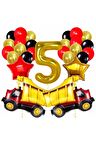 Kamyon 5 Yaş Balon Set Yıldız Balon Folyo Set Konsept Doğum Günü Set Yaş Balon Set
