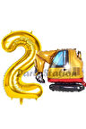 İnşaat Kepçe Kamyon Balon 1 Yaş Doğum Günü Balon Set İş Makineleri Konsept Ve Gold Rakam Balon