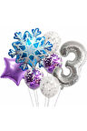 Kar Tanesi Frozen Elsa Kış Konsept Snowflake 1 Yaş Balon Konsept Doğum Günü Set Yaş Balon Set