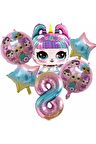 Unicorn Lol Bebek Konsept 8 Yaş Balon Doğum Günü Set Yaş Balon Set