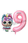 Unicorn LOL Bebek 4 Yaş Balon ve Pembe Rakam Balon Doğum Günü Parti Set