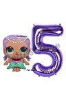 Mermaid LOL Bebek 6 Yaş Balon ve Mor Rakam Balon Doğum Günü Parti Set