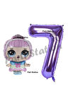 Prenses LOL Bebek 3 Yaş Balon ve Mor Rakam Balon Doğum Günü Parti Set