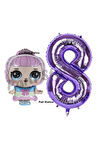 Prenses LOL Bebek 3 Yaş Balon ve Mor Rakam Balon Doğum Günü Parti Set