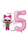 Diva LOL Bebek 9 Yaş Balon ve Pembe Rakam Balon Doğum Günü Parti Set