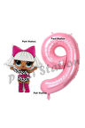 Diva LOL Bebek 9 Yaş Balon ve Pembe Rakam Balon Doğum Günü Parti Set