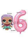 Mermaid LOL Bebek 1 Yaş Balon ve Pembe Rakam Balon Doğum Günü Parti Set