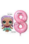 Mermaid LOL Bebek 1 Yaş Balon ve Pembe Rakam Balon Doğum Günü Parti Set