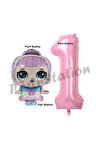 Prenses LOL Bebek 5 Yaş Balon ve Pembe Rakam Balon Doğum Günü Parti Set