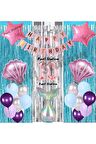 Deniz Kızı 10 Yaş Doğum Günü Konsept Balon Set Mermaid Balloon Set Deniz Kızı Günü Seti