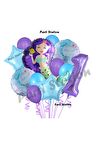 Deniz Kızı 1 Yaş Mor Renk Doğum Günü Konsept Balon Set Mermaid Balloon Set