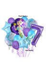 Deniz Kızı 7 Yaş Mor Renk Doğum Günü Konsept Balon Set Mermaid Balloon Set