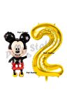 Mickey Mouse Balon 2 Yaş Doğum Günü Set Mickey Mouse Konsept Balon ve Gold Rakam Balon