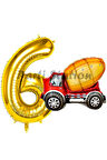 İnşaat Mikser Kamyonu Balon 5 Yaş Doğum Günü Balon Set İş Makineleri Konsept Ve Gold Rakam Balon