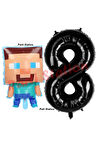 Minecraft Balon 2 Yaş Doğum Günü Set Minecraft Konsept Balon ve Siyah Rakam Balon