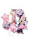 Minnie Mouse 1 Yaş Balon Set Minnie Mouse Doğum Günü Konsept Parti Balon Set