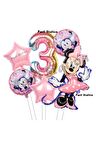 Minnie Mouse 3 Yaş Balon Set Minnie Mouse Doğum Günü Konsept Parti Balon Set