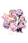 Minnie Mouse 5 Yaş Balon Set Minnie Mouse Doğum Günü Konsept Parti Balon Set