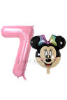 Minnie Mouse 1 Yaş Balon Set Minnie Mouse Konsept Balon ve Pembe Rakam Balon Set