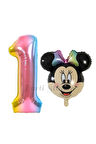 Minnie Mouse 1 Yaş Balon Set Minnie Mouse Konsept Balon ve Rengarenk Rakam Balon Set