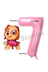 Paw Patrol Skye 8 Yaş Balon ve Pembe Rakam Balon Doğum Günü Parti Set