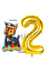 Paw Patrol Balon Paw Patrol Polis Köpek Chase 6 Yaş Balon ve Gold Rakam Balon Doğum Günü Parti Set