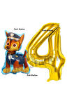 Paw Patrol Balon Paw Patrol Polis Köpek Chase 6 Yaş Balon ve Gold Rakam Balon Doğum Günü Parti Set