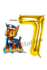 Paw Patrol Balon Paw Patrol Polis Köpek Chase 6 Yaş Balon ve Gold Rakam Balon Doğum Günü Parti Set