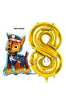 Paw Patrol Balon Paw Patrol Polis Köpek Chase 6 Yaş Balon ve Gold Rakam Balon Doğum Günü Parti Set