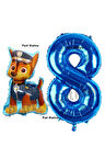 Paw Patrol Balon Paw Patrol Polis Köpek Chase 9 Yaş Balon ve Lacivert Rakam Balon Doğum Günü Set
